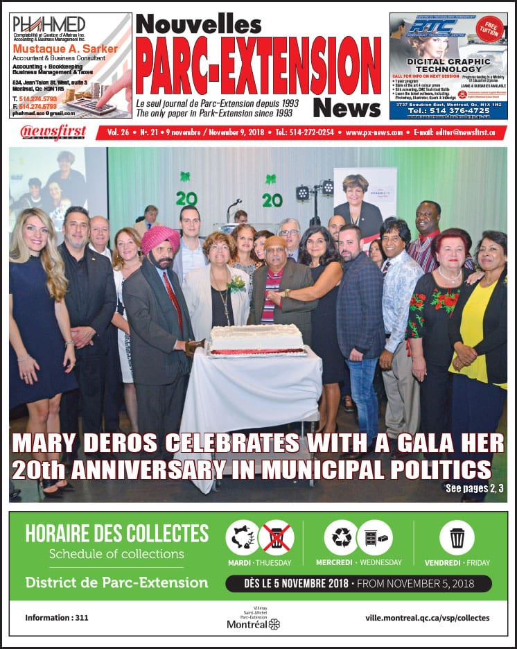Front Page Image of the Parc Extension News 26-21.