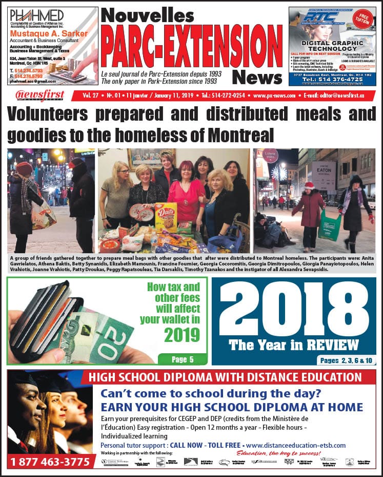 Front Page Image of the Parc Extension News 27-01.