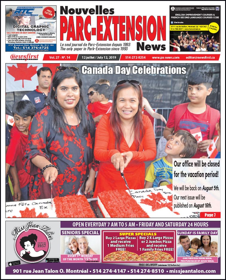 Front Page Image of the Parc Extension News 27-14.
