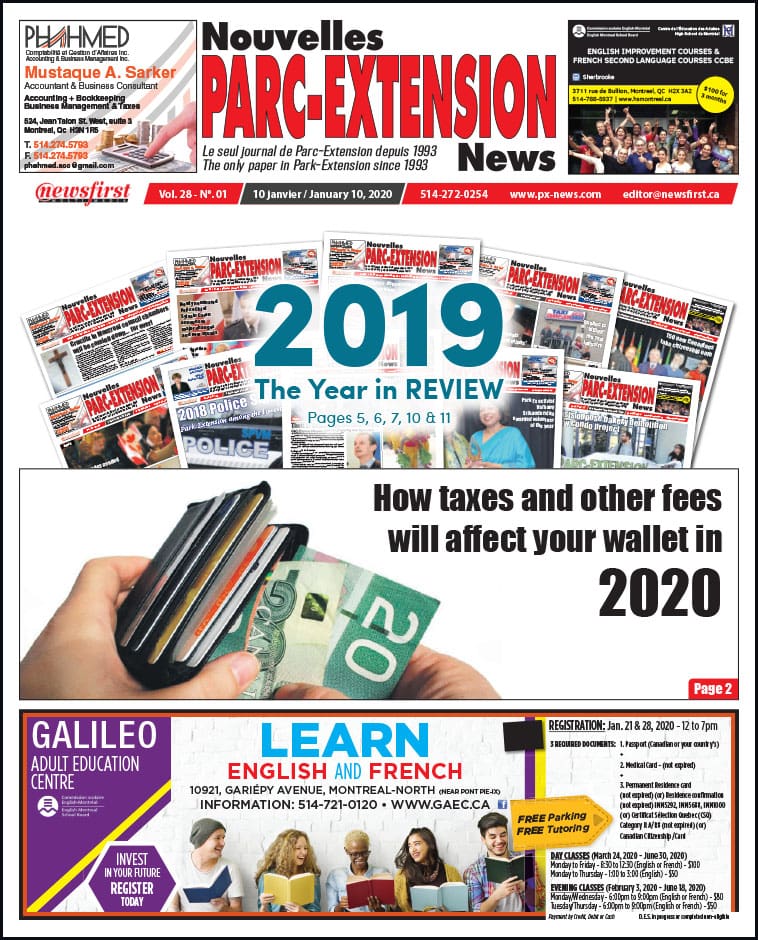 Front Page of the Parc Extension News 28-01