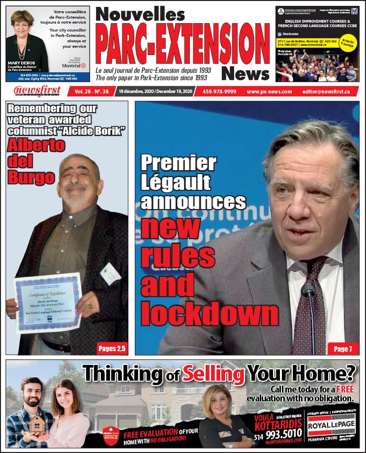 Parc-Extension News. front page image.