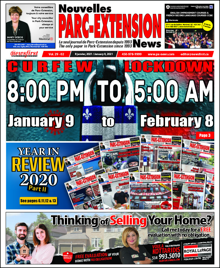 Parc-Extension News. front page image.