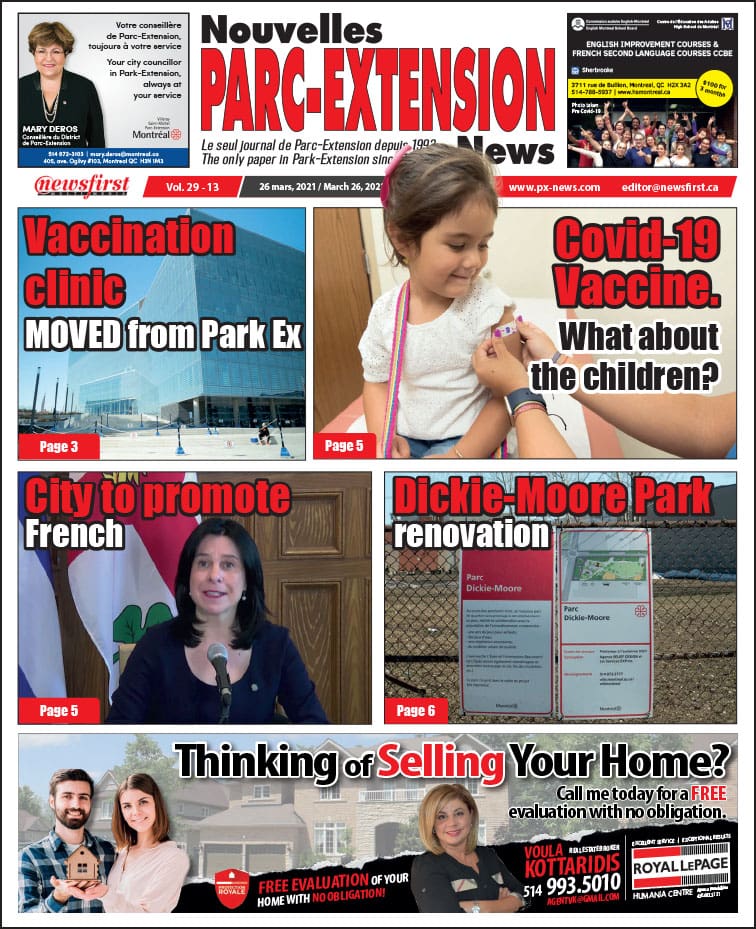 Parc-Extension News. front page image.