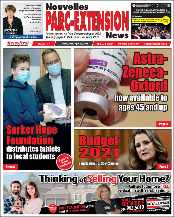 Parc-Extension News. front page image.