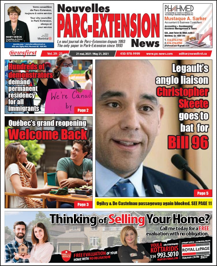 Parc-Extension News. front page image.