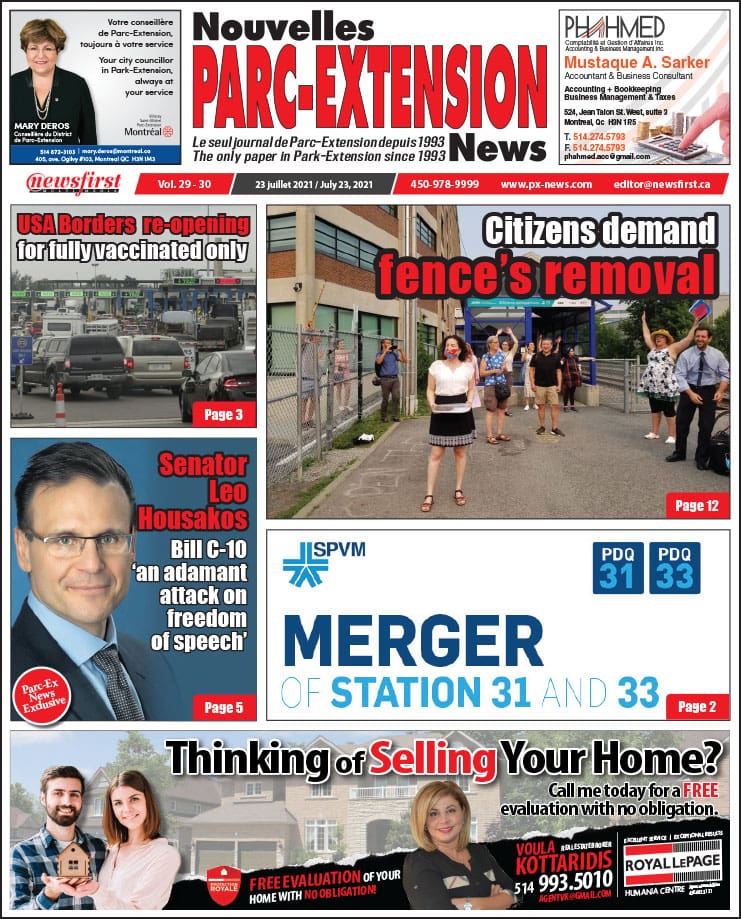 Parc-Extension News. front page image.