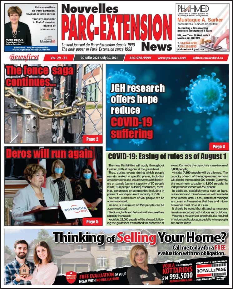 Parc-Extension News. front page image.