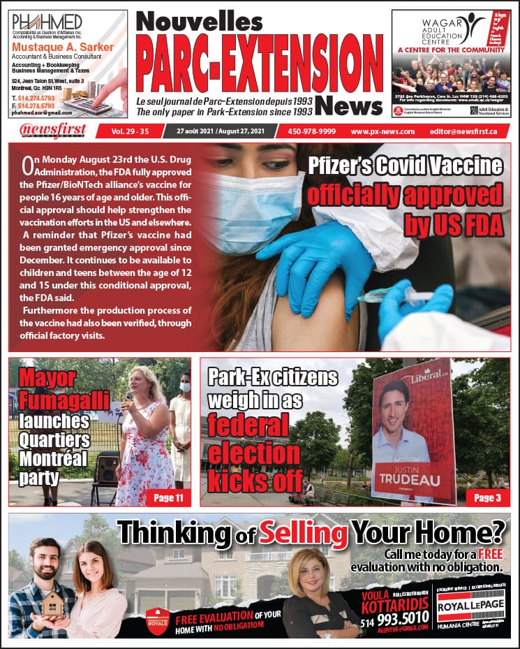 Parc-Extension News. front page image.