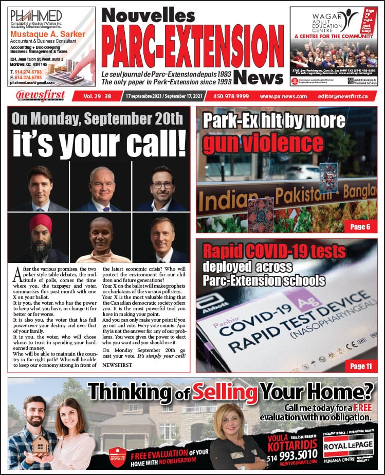Parc-Extension News. front page image.