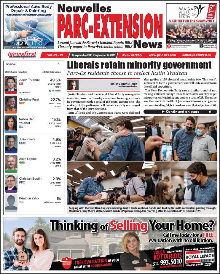 Parc-Extension News. front page image.