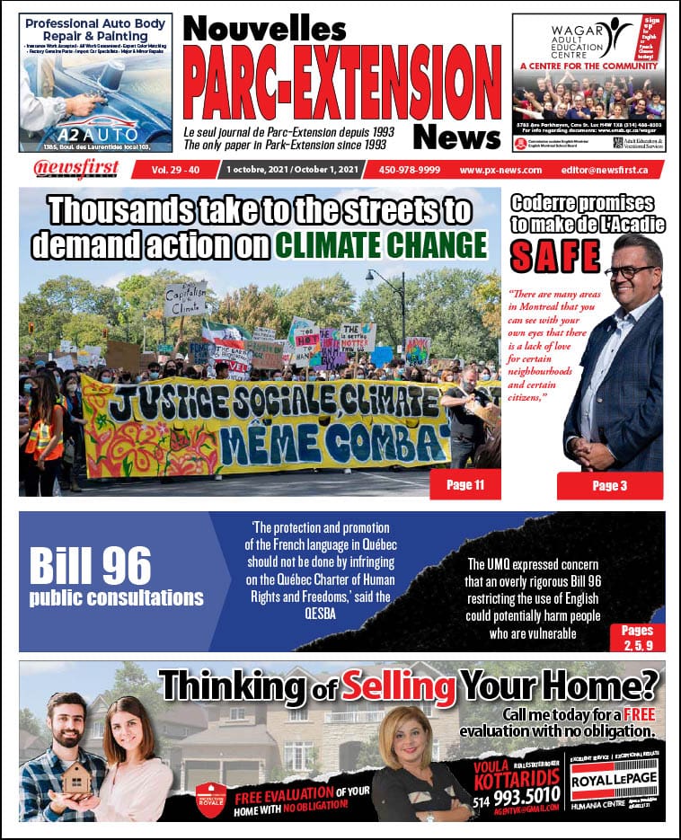 Parc-Extension News. front page image.
