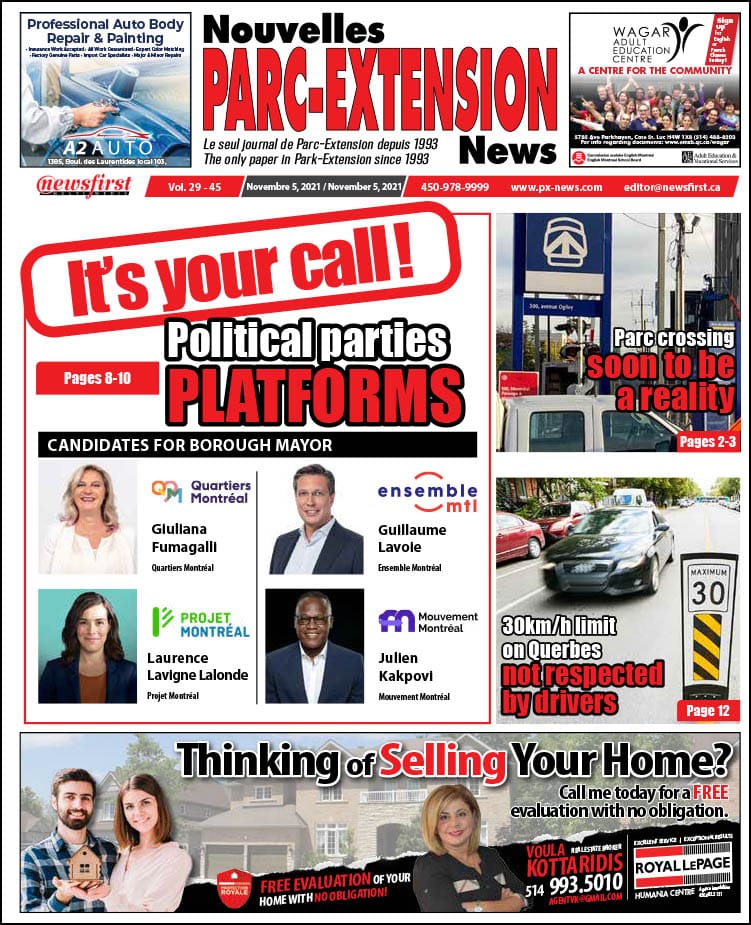 Parc-Extension News front page image.