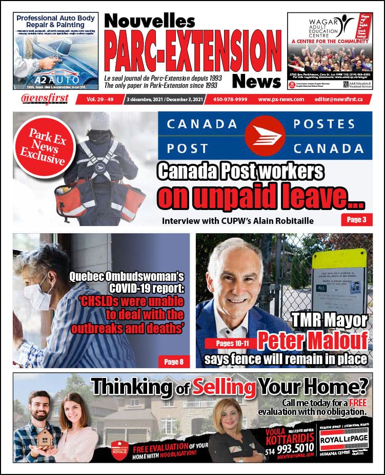 Parc-Extension News front page image.