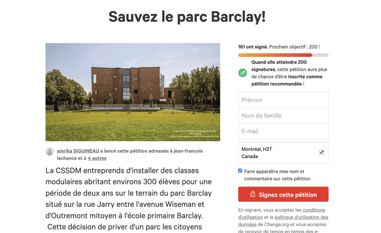 Espace vert à l’école Barclay