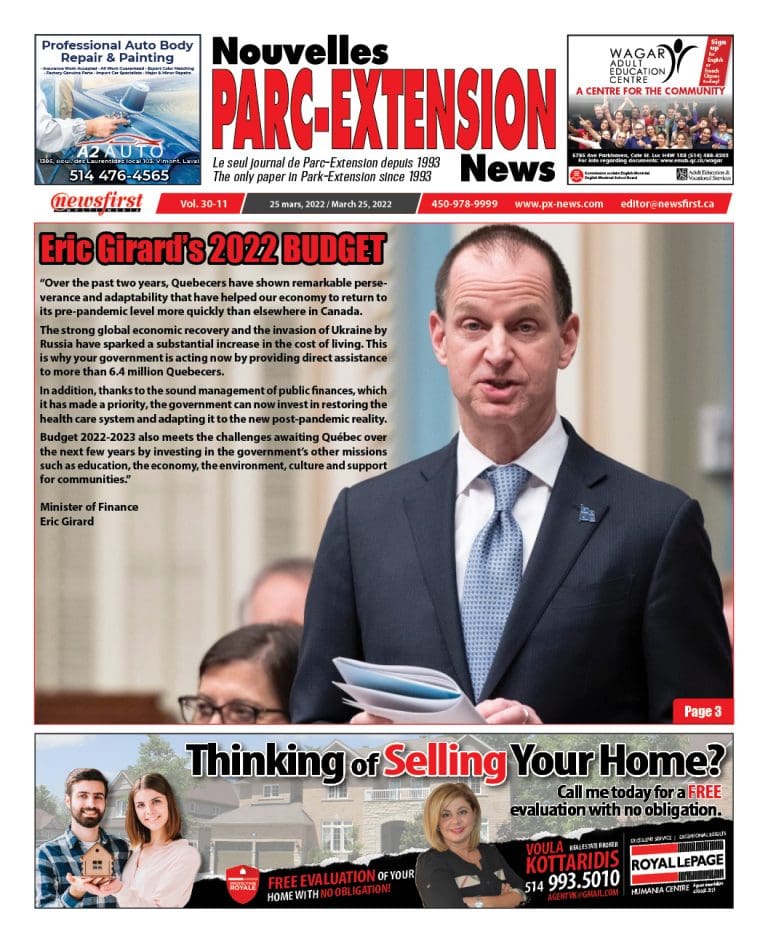 Parc-Extension News front page image.