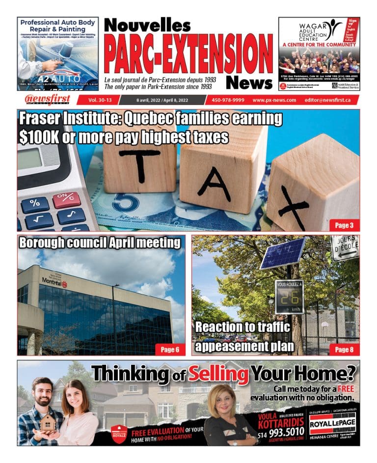 Parc-Extension News front page image.