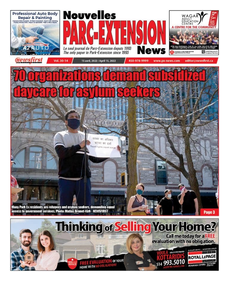 Parc-Extension News front page image.