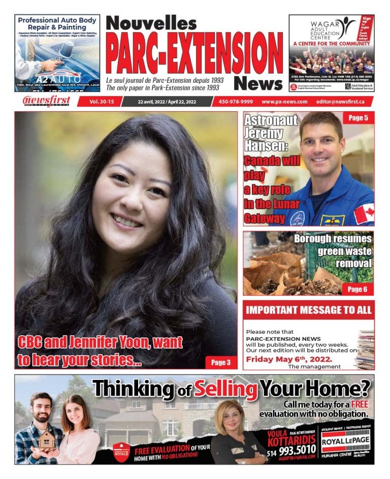 Parc-Extension News front page image.