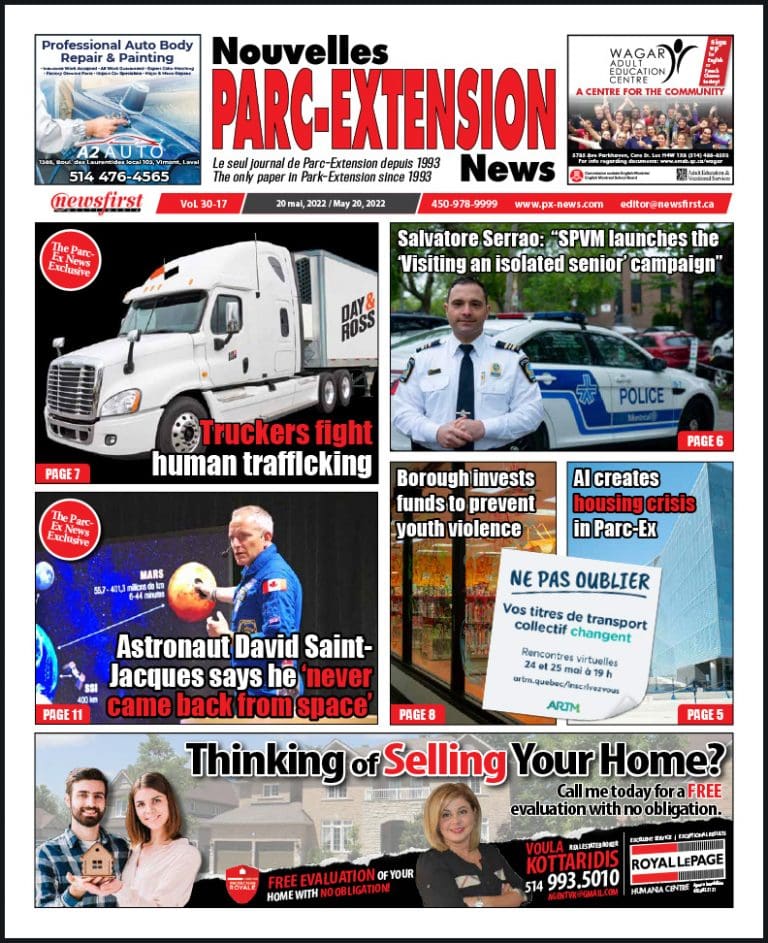 Parc-Extension News front page image.