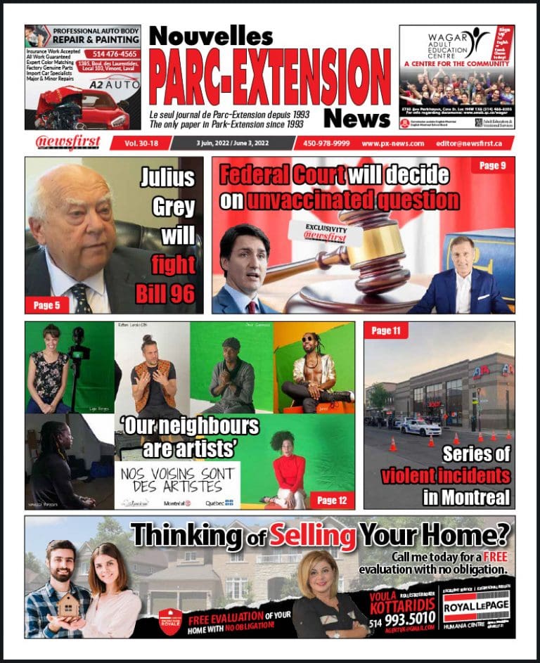 Parc-Extension News front page image.