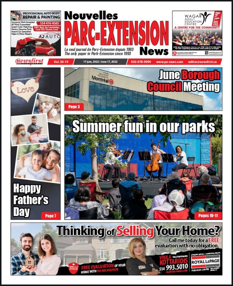Parc-Extension News front page image.