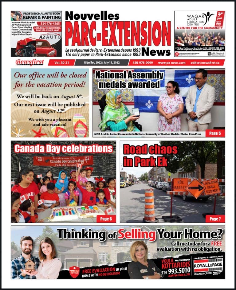 Parc-Extension News front page image.