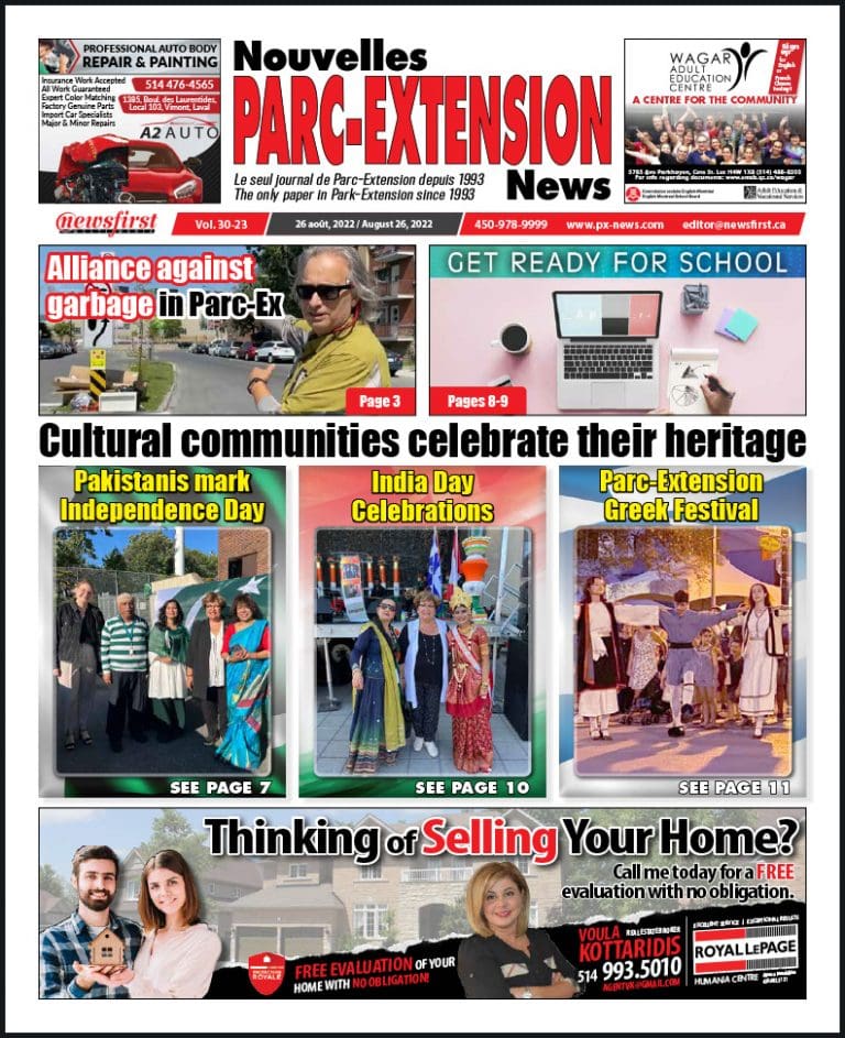 Parc-Extension News front page image.