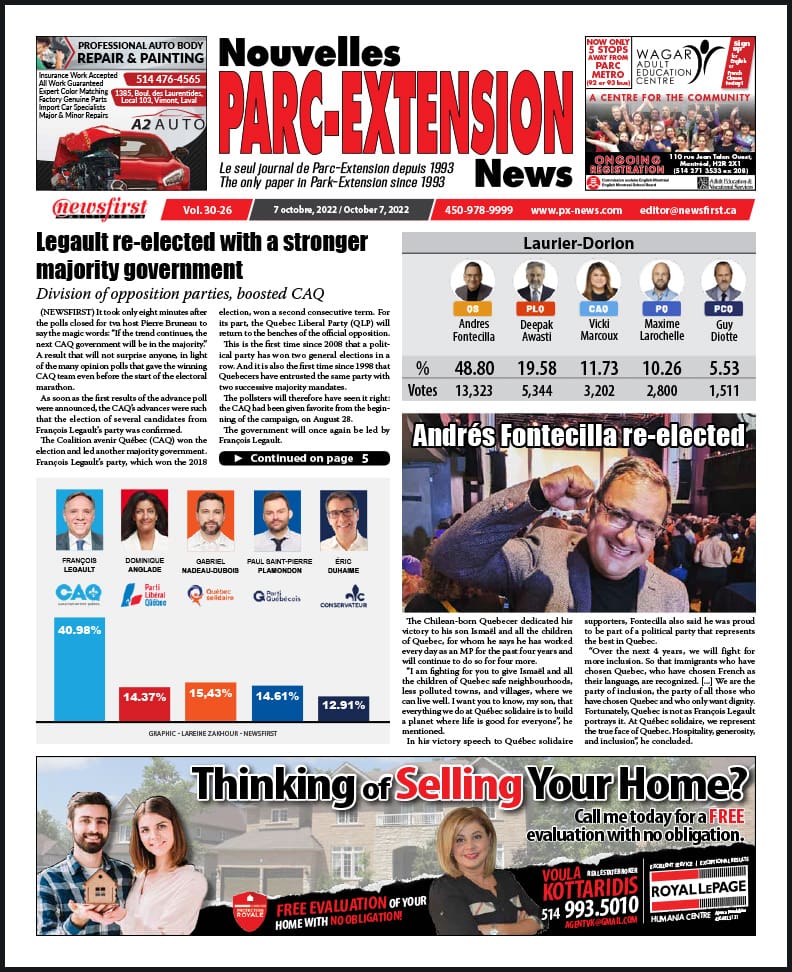 Parc-Extension News front page image.