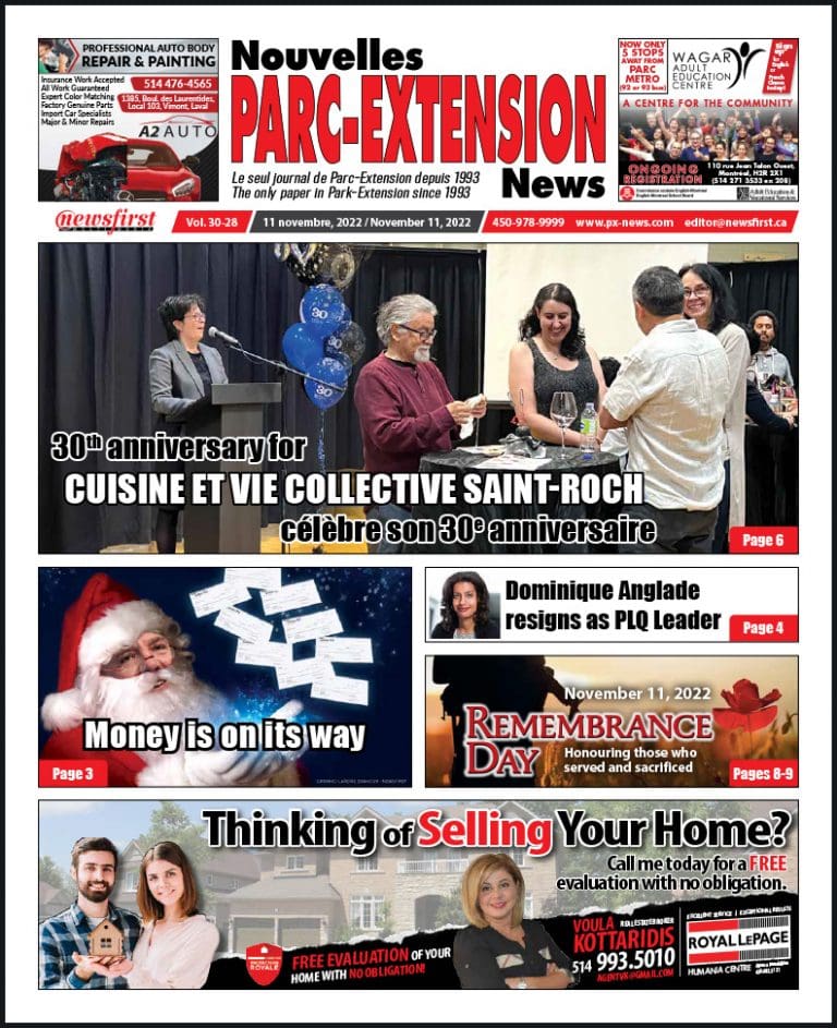 Parc-Extension News front page image.