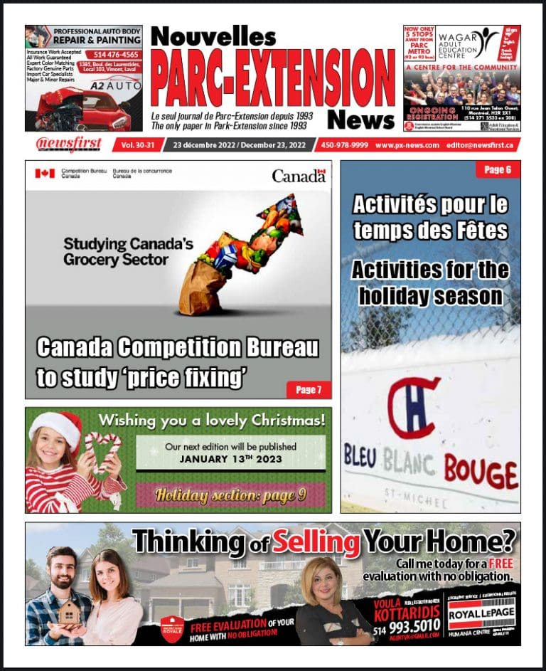 Parc-Extension News front page image.