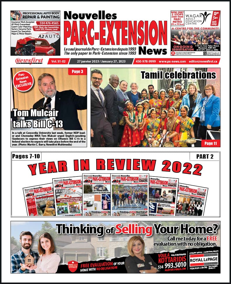 Parc-Extension News front page image.