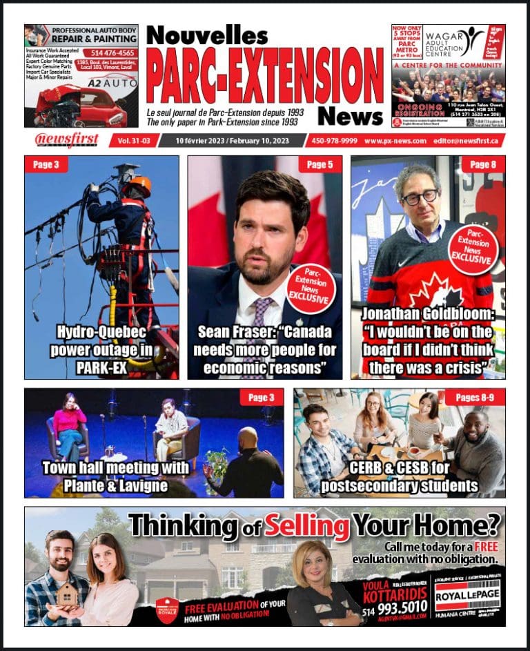 Parc-Extension News front page image.