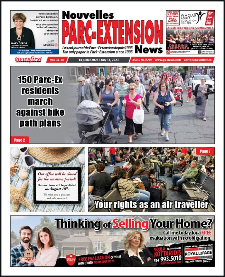 Parc-Extension News front page image.