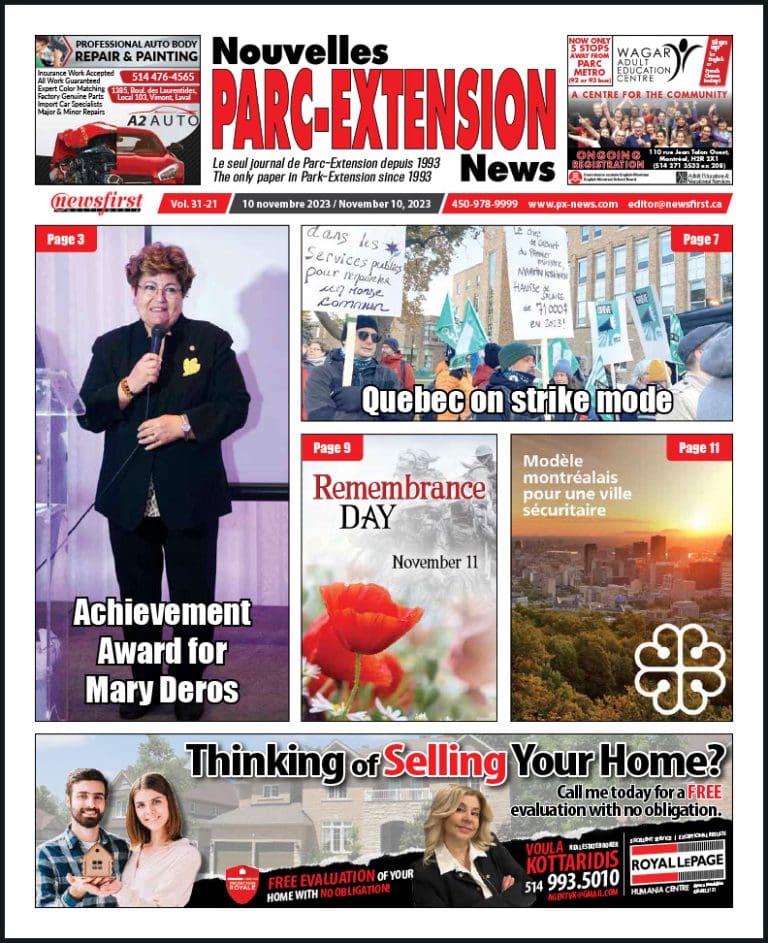 Parc-Extension News front page image.
