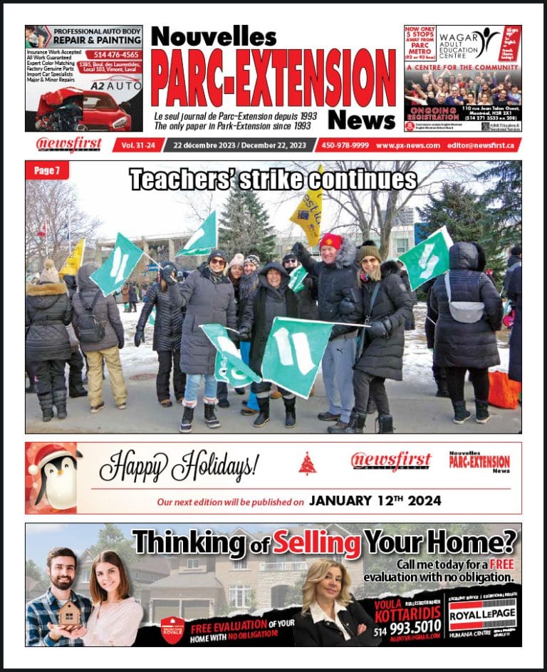 Parc-Extension News front page image.