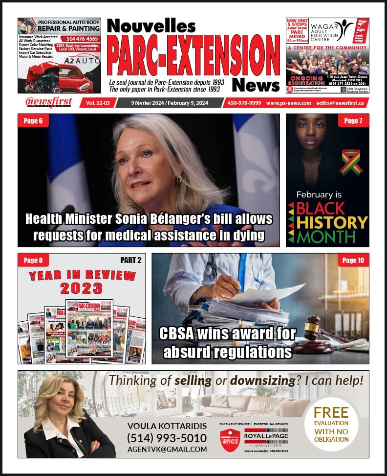 Parc-Extension News front page image.