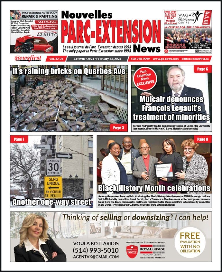 Parc-Extension News front page image.