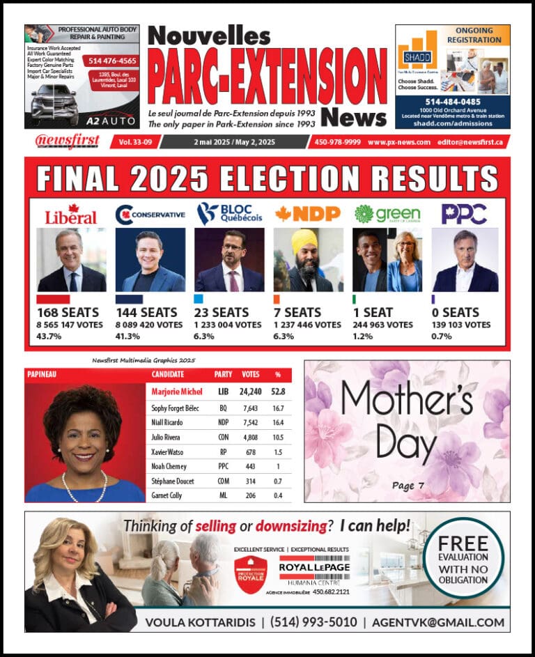 Parc-Extension News front page image.