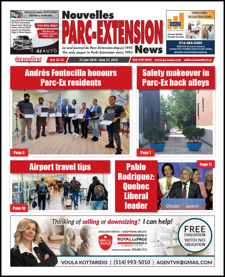 Parc-Extension News front page image.
