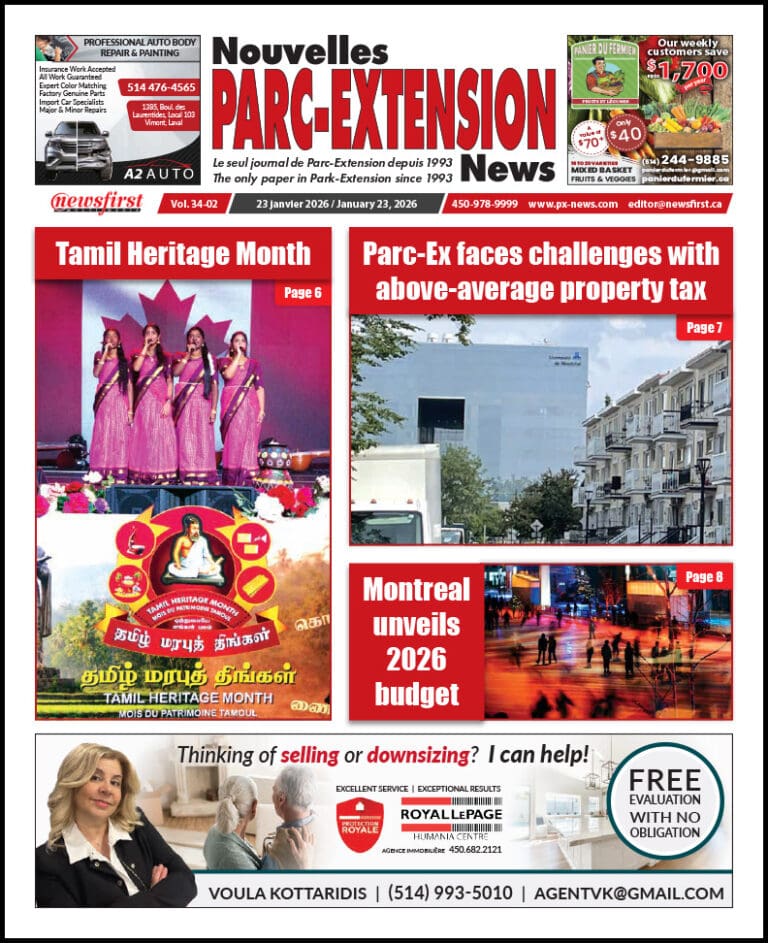 Parc-Extension News front page image.