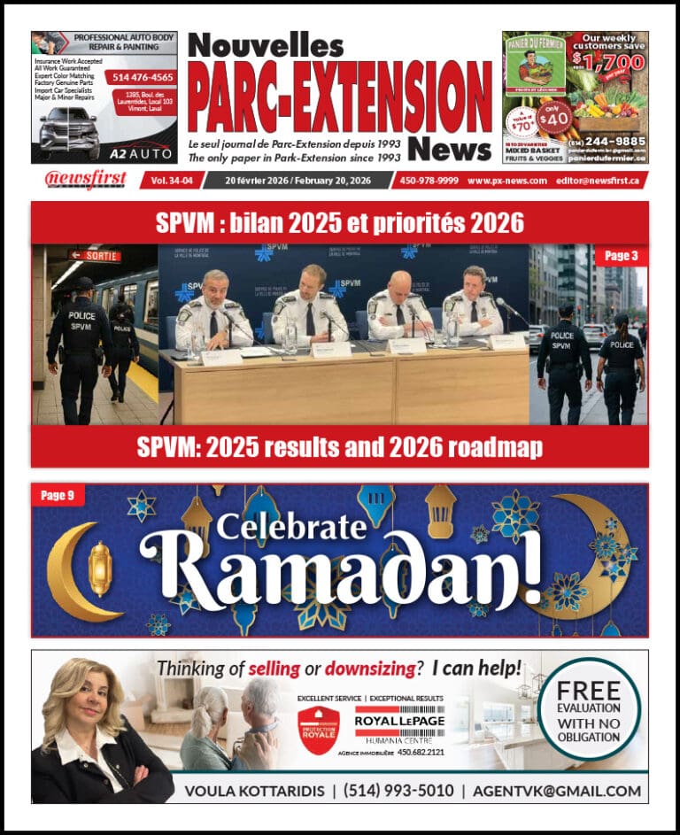 Parc-Extension News front page image.