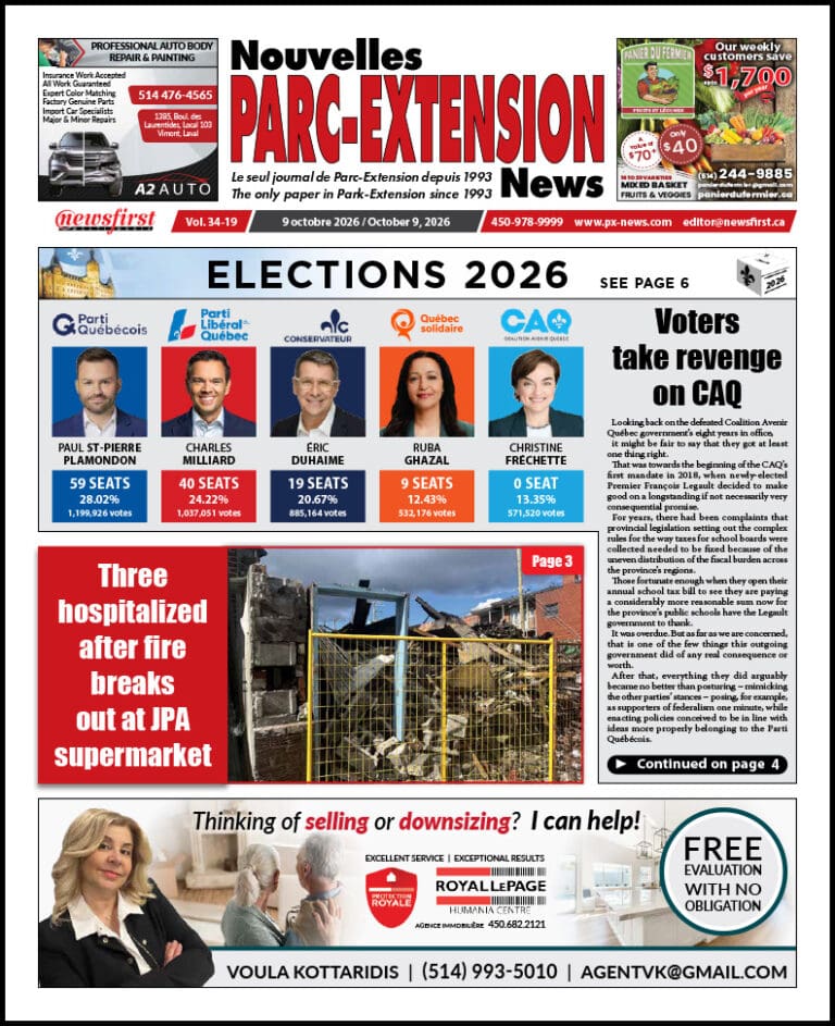Parc-Extension News front page image.