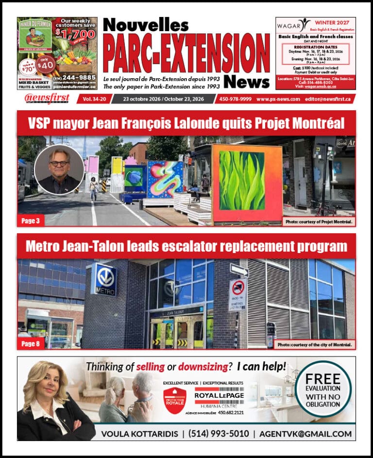 Parc-Extension News front page image.